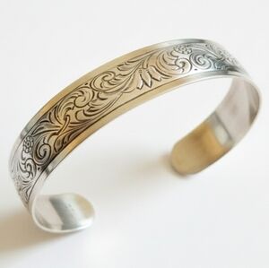 Vintage JB Sterling Silver Wide Cuff Bracelet